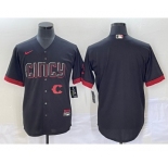 Men's Cincinnati Reds Blank Black 2023 City Connect Cool Base Stitched Jersey1