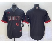 Men's Cincinnati Reds Blank Black 2023 City Connect Cool Base Stitched Jersey1