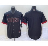 Men's Cincinnati Reds Blank Black 2023 City Connect Cool Base Stitched Jersey