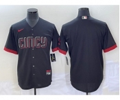 Men's Cincinnati Reds Blank Black 2023 City Connect Cool Base Stitched Jersey