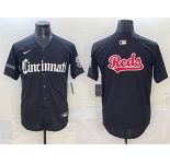 Men's Cincinnati Reds Team Big Logo Black 'Gothic Queen City Edition' Vapor Premier Limited Stitched Baseball Jersey