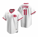 Men's Nike Cincinnati Reds #11 Barry Larkin White Cooperstown Collection Home Stitched Baseball Jersey