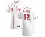 Men's Nike Cincinnati Reds #12 Curt Casali White Home 2020 Authentic Player Baseball Jersey