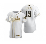 Men's Nike Cincinnati Reds #19 Joey Votto White 2020 Authentic Golden Edition Baseball Jersey