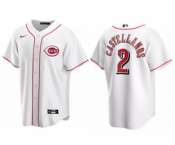 Men's Nike Cincinnati Reds #2 Nick Castellanos Cool Base white Stitched Baseball Jersey