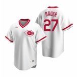 Men's Nike Cincinnati Reds #27 Trevor Bauer White Cooperstown Collection Home Stitched Baseball Jersey