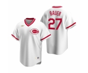Men's Nike Cincinnati Reds #27 Trevor Bauer White Cooperstown Collection Home Stitched Baseball Jersey