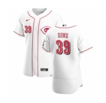 Men's Nike Cincinnati Reds #39 Lucas Sims White Home 2020 Authentic Player Baseball Jersey