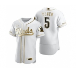 Men's Nike Cincinnati Reds #5 Johnny Bench White 2020 Authentic Golden Edition Baseball Jersey
