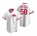 Men's Nike Cincinnati Reds #58 Luis Castillo White Cooperstown Collection Home Stitched Baseball Jersey