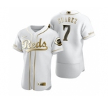 Men's Nike Cincinnati Reds #7 Eugenio Suarez White 2020 Authentic Golden Edition Baseball Jersey