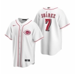 Men's Nike Cincinnati Reds #7 Eugenio Suarez White Home Stitched Baseball Jersey