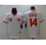 Men's Nike Majestic Cincinnati Reds #14 Pete Rose White Retro MLB Jersey
