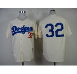 Los Angeles Dodgers #32 Sandy Koufax 1955 Cream Throwback Jersey