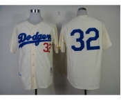 Los Angeles Dodgers #32 Sandy Koufax 1955 Cream Throwback Jersey