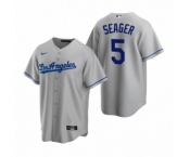 Los Angeles Dodgers #5 Corey Seager Nike Gray Replica Road Jersey