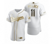 Men Los Angeles Dodgers #11 A.J. Pollock Nike White Authentic Golden Edition Jersey