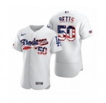 Men Mookie Betts #50 Los Angeles Dodgers White 2020 Stars & Stripes 4th of July Jersey
