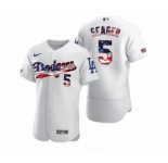 Men's #5 Corey Seager Los Angeles Dodgers White 2020 Stars & Stripes 4th of July Jersey