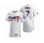 Men's #7 Julio Urias Los Angeles Dodgers White 2020 Stars & Stripes 4th of July Jersey