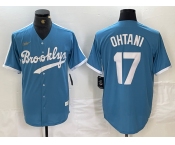 Men's Brooklyn Dodgers #17 Shohei Ohtani Light Blue Cooperstown Collection Cool Base Jersey