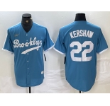 Men's Brooklyn Dodgers #22 Clayton Kershaw Light Blue Cooperstown Collection Cool Base Jersey