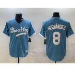 Men's Brooklyn Dodgers #8 Enrique Hernández Light Blue Stitched Baseball Jersey