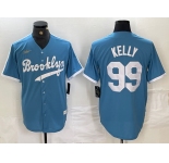 Men's Brooklyn Dodgers #99 Joe Kelly Light Blue Cooperstown Collection Cool Base Jersey