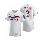 Men's Chris Taylor #3 Los Angeles Dodgers White 2020 Stars & Stripes 4th of July Jersey