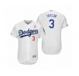 Men's Chris Taylor Los Angeles Dodgers #3 White 2019 Mother's Day Flex Base Home Jersey
