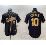 Men's Los Angeles Dodgers #10 Justin Turner Black Cool Base Stitched MLB Jersey