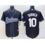 Men's Los Angeles Dodgers #10 Justin Turner Black With Patch Cool Base Stitched Baseball Jersey