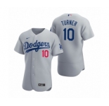 Men's Los Angeles Dodgers #10 Justin Turner Nike Gray Authentic 2020 Alternate Jersey