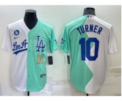 Men's Los Angeles Dodgers #10 Justin Turner White Green Number 2022 Celebrity Softball Game Cool Base Jersey