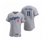 Men's Los Angeles Dodgers #11 A.J. Pollock Nike Gray Authentic 2020 Road Jerse