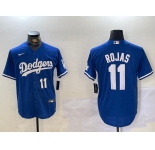 Men's Los Angeles Dodgers #11 Miguel Rojas Number Blue Cool Base Stitched Jerseys