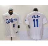 Men's Los Angeles Dodgers #11 Miguel Rojas Number White Cool Base Stitched Jerseys