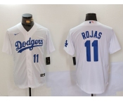 Men's Los Angeles Dodgers #11 Miguel Rojas Number White Cool Base Stitched Jerseys