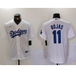 Men's Los Angeles Dodgers #11 Miguel Rojas White Cool Base Stitched Jersey