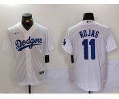 Men's Los Angeles Dodgers #11 Miguel Rojas White Cool Base Stitched Jersey