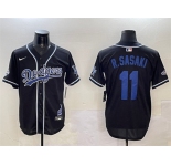 Men's Los Angeles Dodgers #11 Roki Sasaki Black 2024 World Series Champions Limited Stitched Baseball Jersey