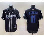 Men's Los Angeles Dodgers #11 Roki Sasaki Black 2024 World Series Champions Limited Stitched Baseball Jersey