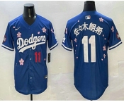 Men's Los Angeles Dodgers #11 Roki Sasaki Blue Japanese 2025 Tokyo Series Limited Jersey