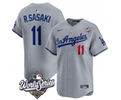 Men's Los Angeles Dodgers #11 Roki Sasaki Gray 2025 World Series Stitched Baseball Jersey