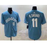 Men's Los Angeles Dodgers #11 Roki Sasaki Light Blue Limited Stitched Baseball Jersey