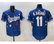 Men's Los Angeles Dodgers #11 Roki Sasaki Royal 2025 Tokyo Series Limited Stitched Baseball Jersey