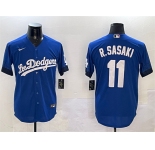 Men's Los Angeles Dodgers #11 Roki Sasaki Royal City Connect Cool Base Stitched Baseball Jersey