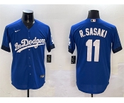Men's Los Angeles Dodgers #11 Roki Sasaki Royal City Connect Cool Base Stitched Baseball Jersey