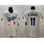 Men's Los Angeles Dodgers #11 Roki Sasaki White 2025 Tokyo Series Limited Stitched Baseball Jersey