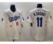 Men's Los Angeles Dodgers #11 Roki Sasaki White 2025 Tokyo Series Limited Stitched Baseball Jersey